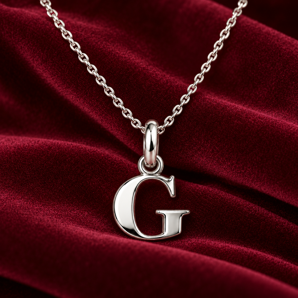 Buchstaben Anhänger G mit Kette Schlicht Echtes 925er Silber Rhodiniert
