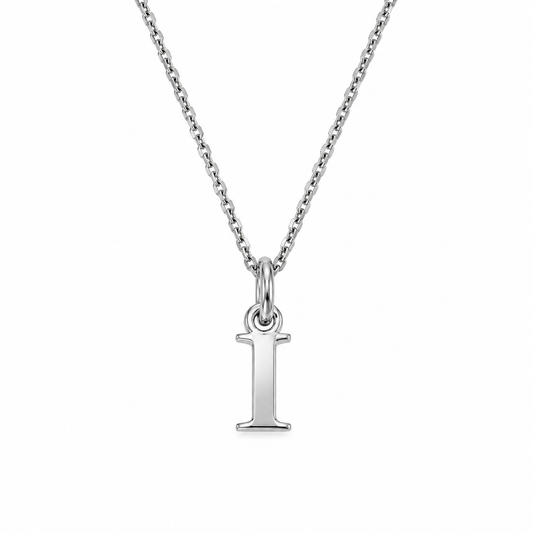 Buchstaben Anhänger I mit Kette Schlicht Echtes 925er Silber Rhodiniert