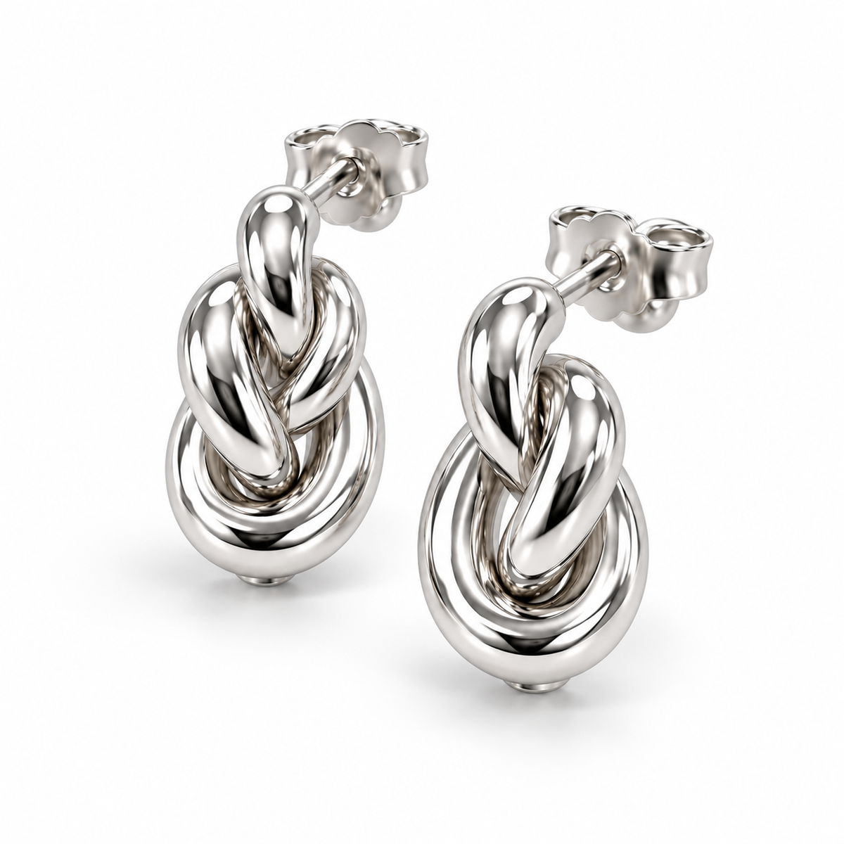 Liebesknoten Elegante Damen-Ohrstecker 925er Sterling Silber Massiv Rhodiniert