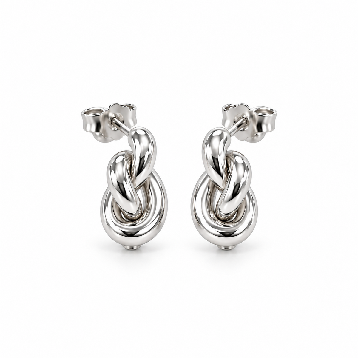 Liebesknoten Elegante Damen-Ohrstecker 925er Sterling Silber Massiv Rhodiniert