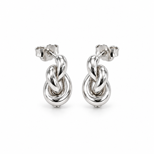 Liebesknoten Elegante Damen-Ohrstecker 925er Sterling Silber Massiv Rhodiniert