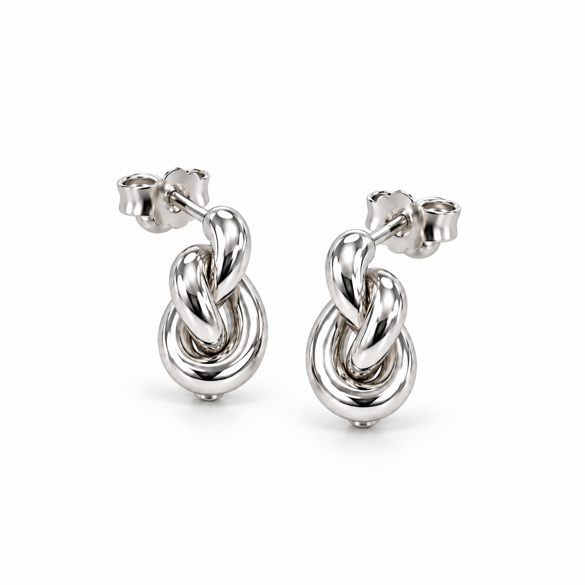 Liebesknoten Elegante Damen-Ohrstecker 925er Sterling Silber Massiv Rhodiniert