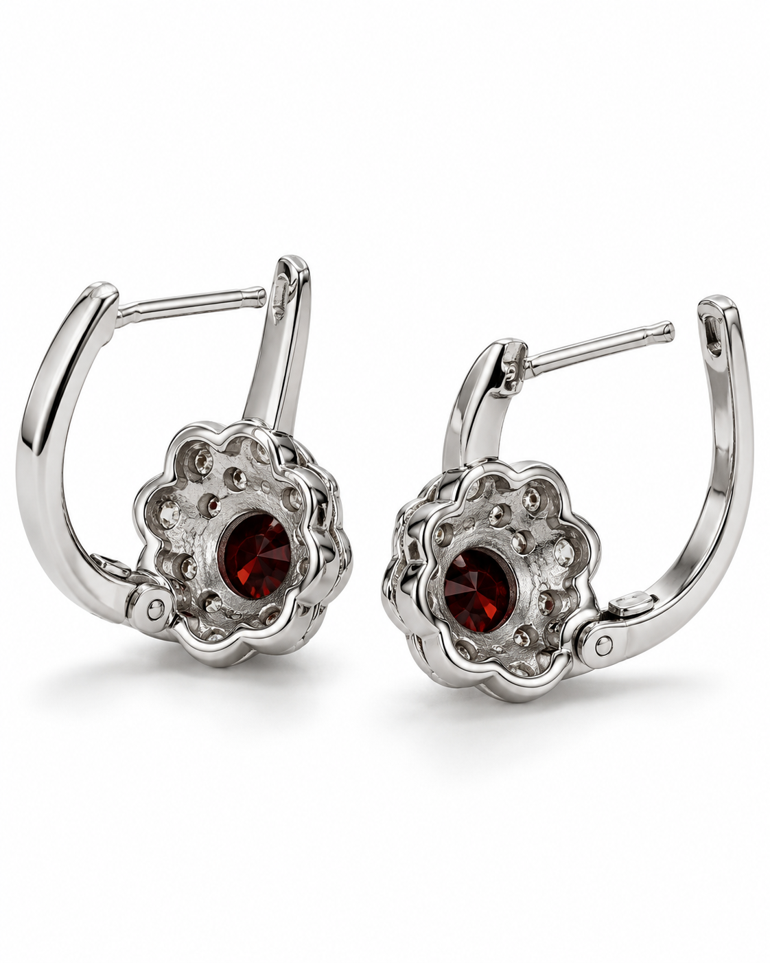 Granatblüte Elegante Damenohrringe aus 925er Sterling Silber Rhodiniert