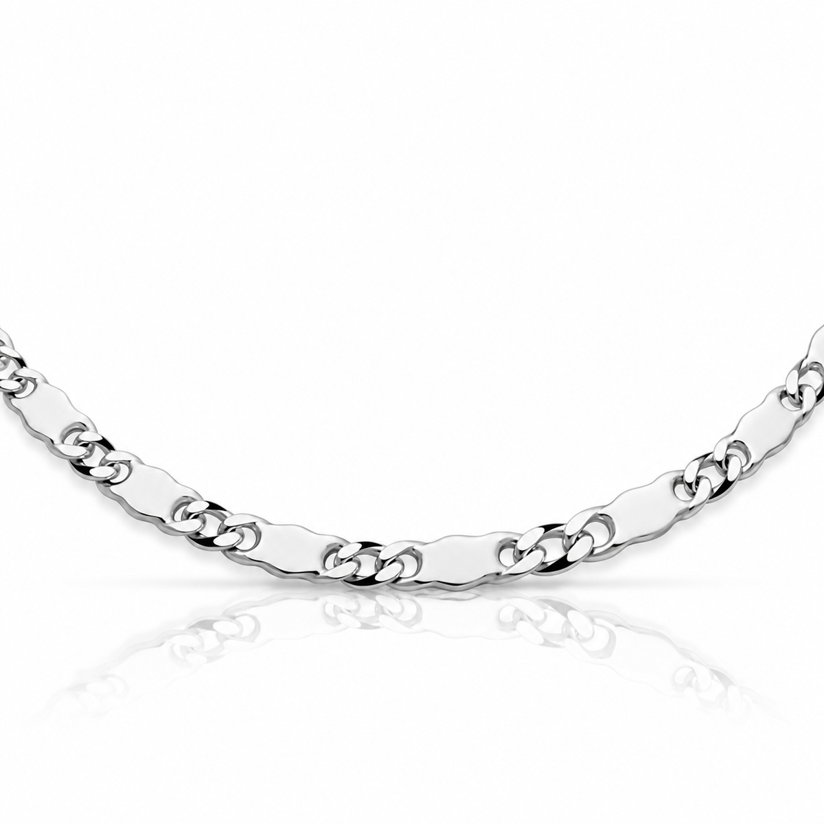 Panzer-Plattenkette 4 mm Runder Karabiner 925er Sterling Silber Massiv