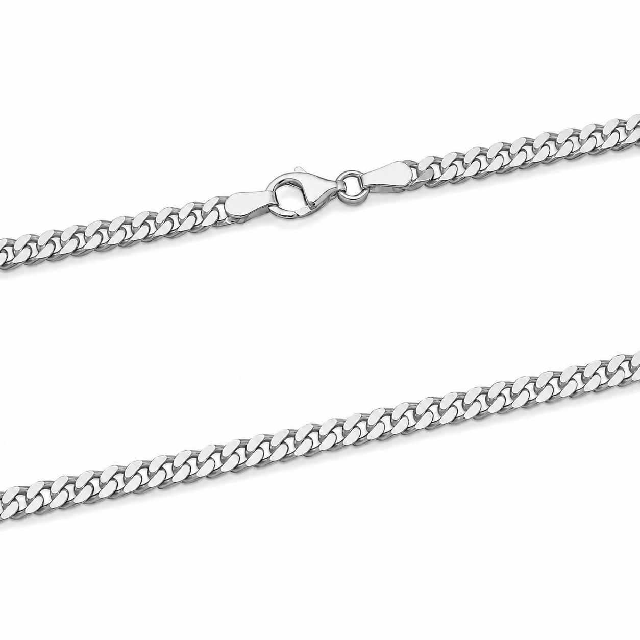 Panzerkette 5 mm Runder Karabiner 925er Sterling Silber Massiv