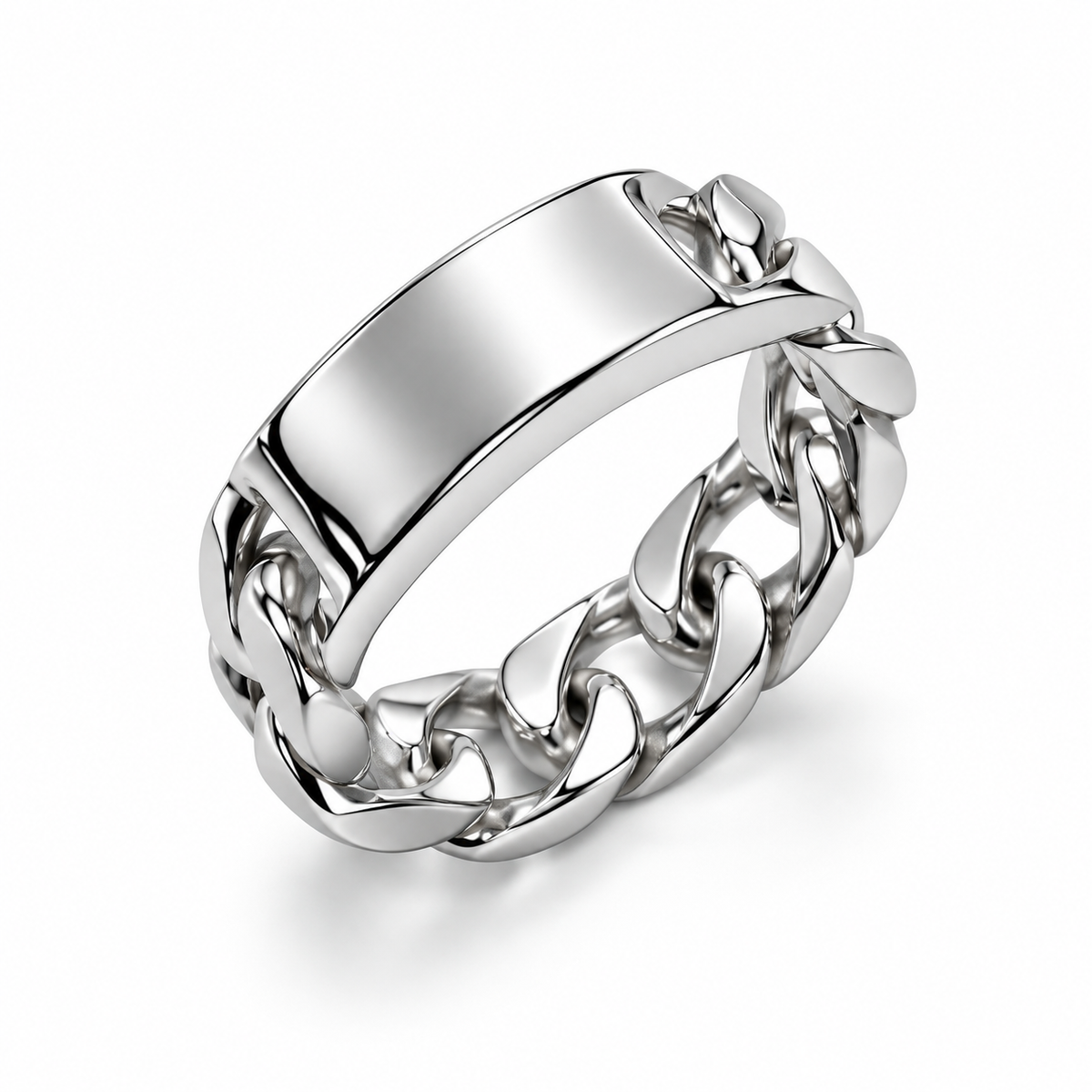 Panzer Ring Gravurplatte 925er Sterling Silber Massiv Rhodiniert