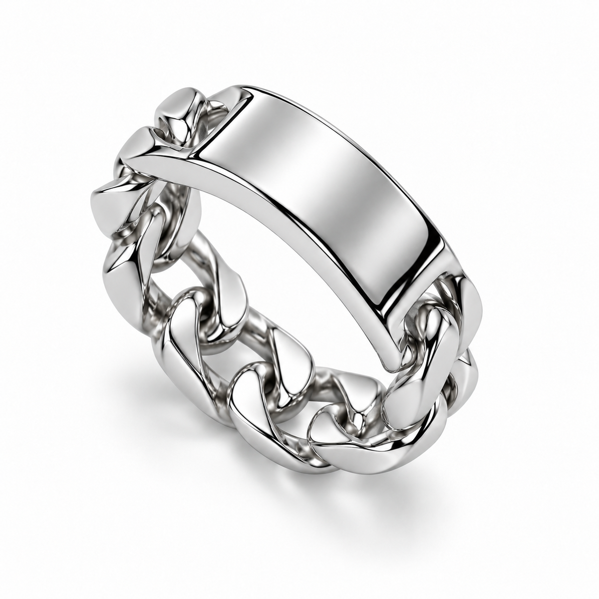 Panzer Ring Gravurplatte 925er Sterling Silber Massiv Rhodiniert