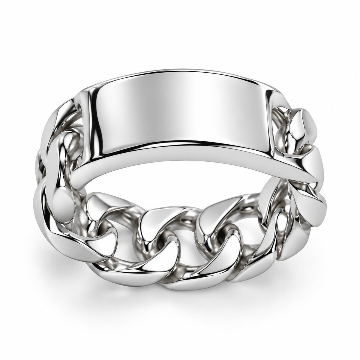 Panzer Ring Gravurplatte 925er Sterling Silber Massiv Rhodiniert