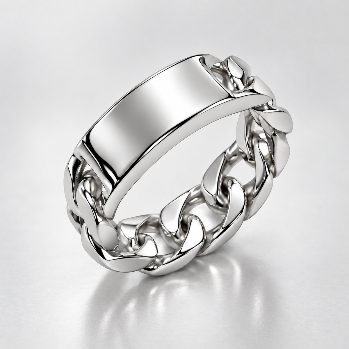 Panzer Ring Gravurplatte 925er Sterling Silber Massiv Rhodiniert