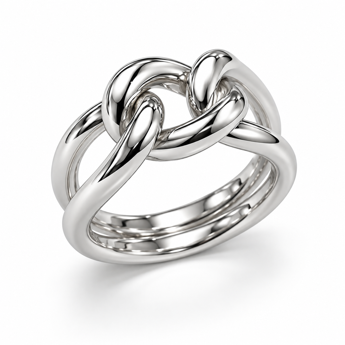 Panzerglied Ring 925er Sterling Silber Massiv Rhodiniert