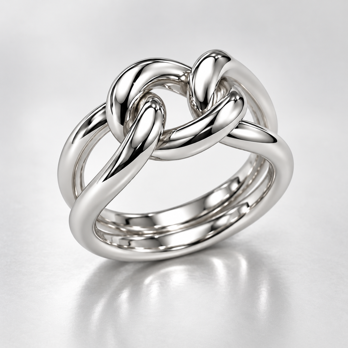 Panzerglied Ring 925er Sterling Silber Massiv Rhodiniert
