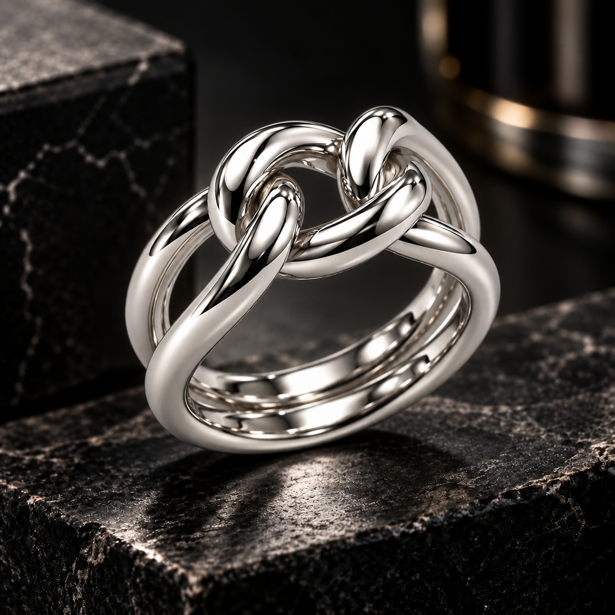 Panzerglied Ring 925er Sterling Silber Massiv Rhodiniert