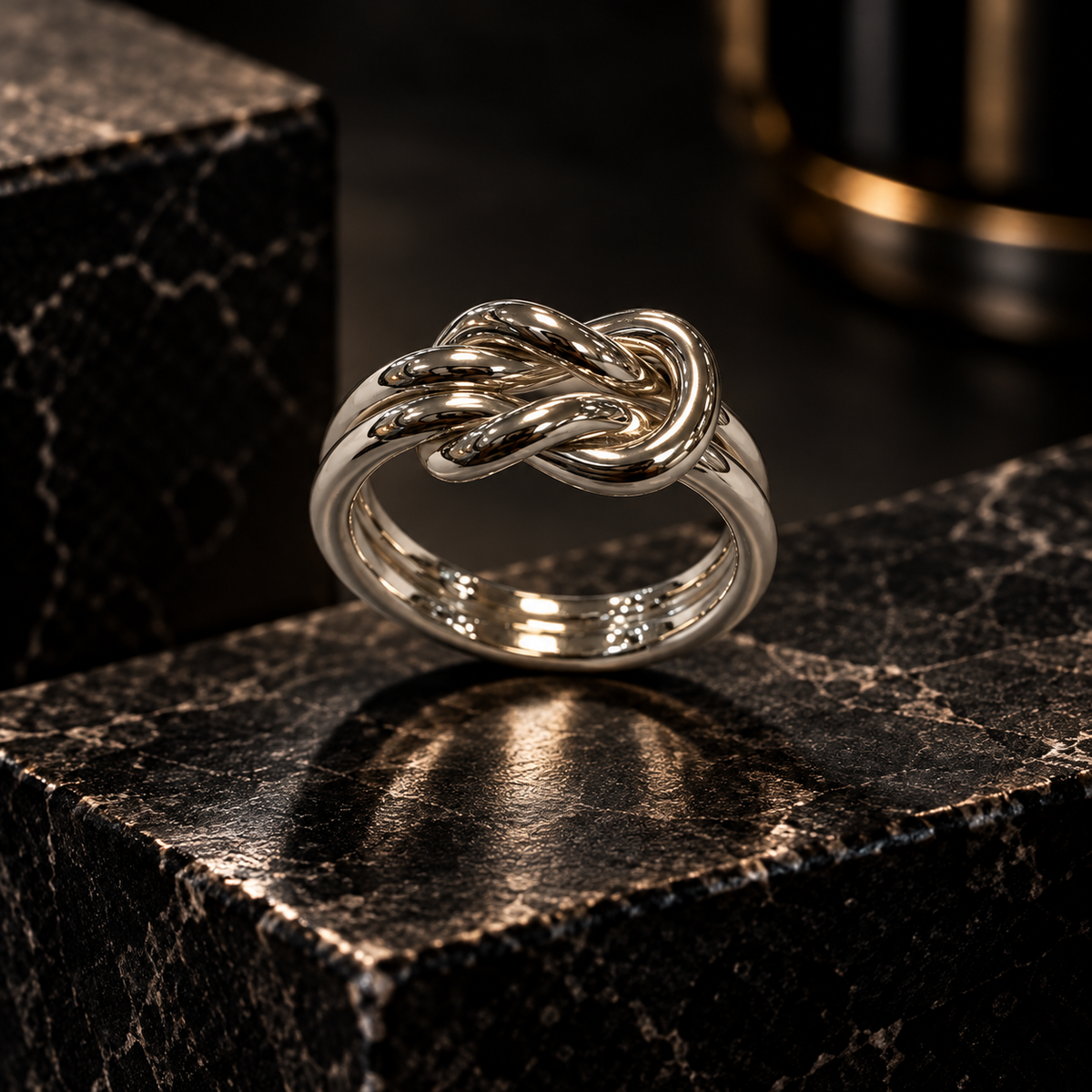 Doppelstrang Knotenring 925er Sterling Silber Massiv Rhodiniert