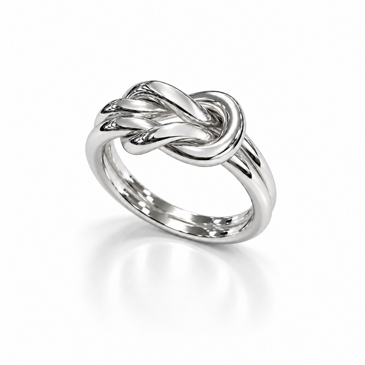 Doppelstrang Knotenring 925er Sterling Silber Massiv Rhodiniert