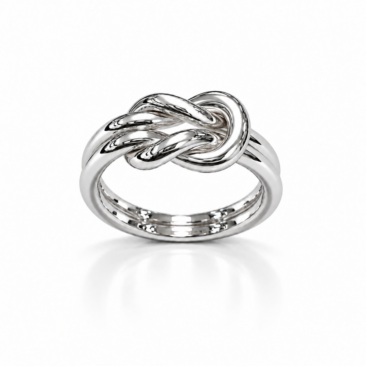 Doppelstrang Knotenring 925er Sterling Silber Massiv Rhodiniert
