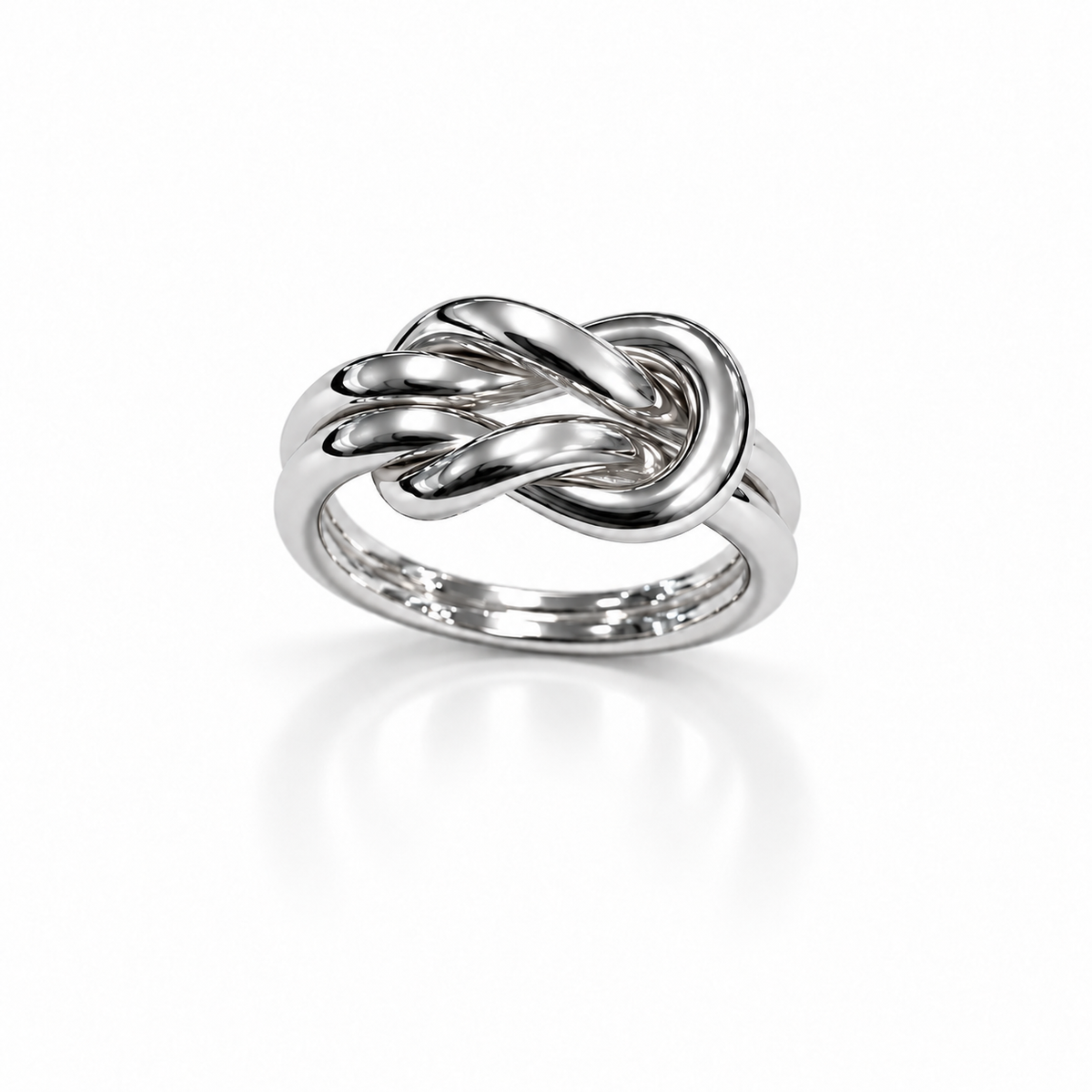 Doppelstrang Knotenring 925er Sterling Silber Massiv Rhodiniert
