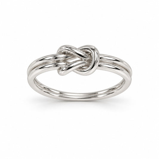 Zierlicher Damen Knotenring im eleganten Doppelstrang Design 925er Sterling Silber