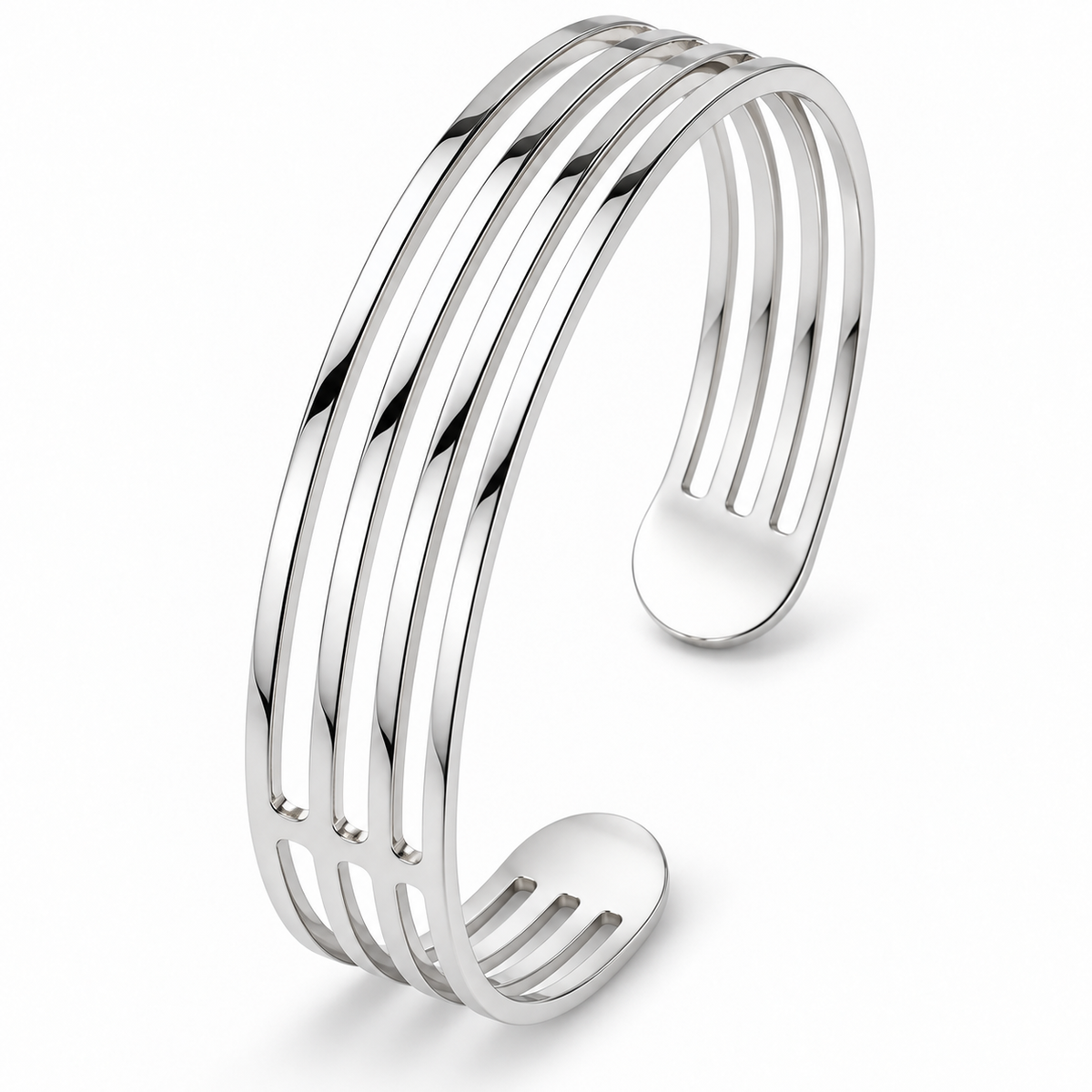 Eleganter Streifen Armreif 925er Sterling Silber Rhodiniert