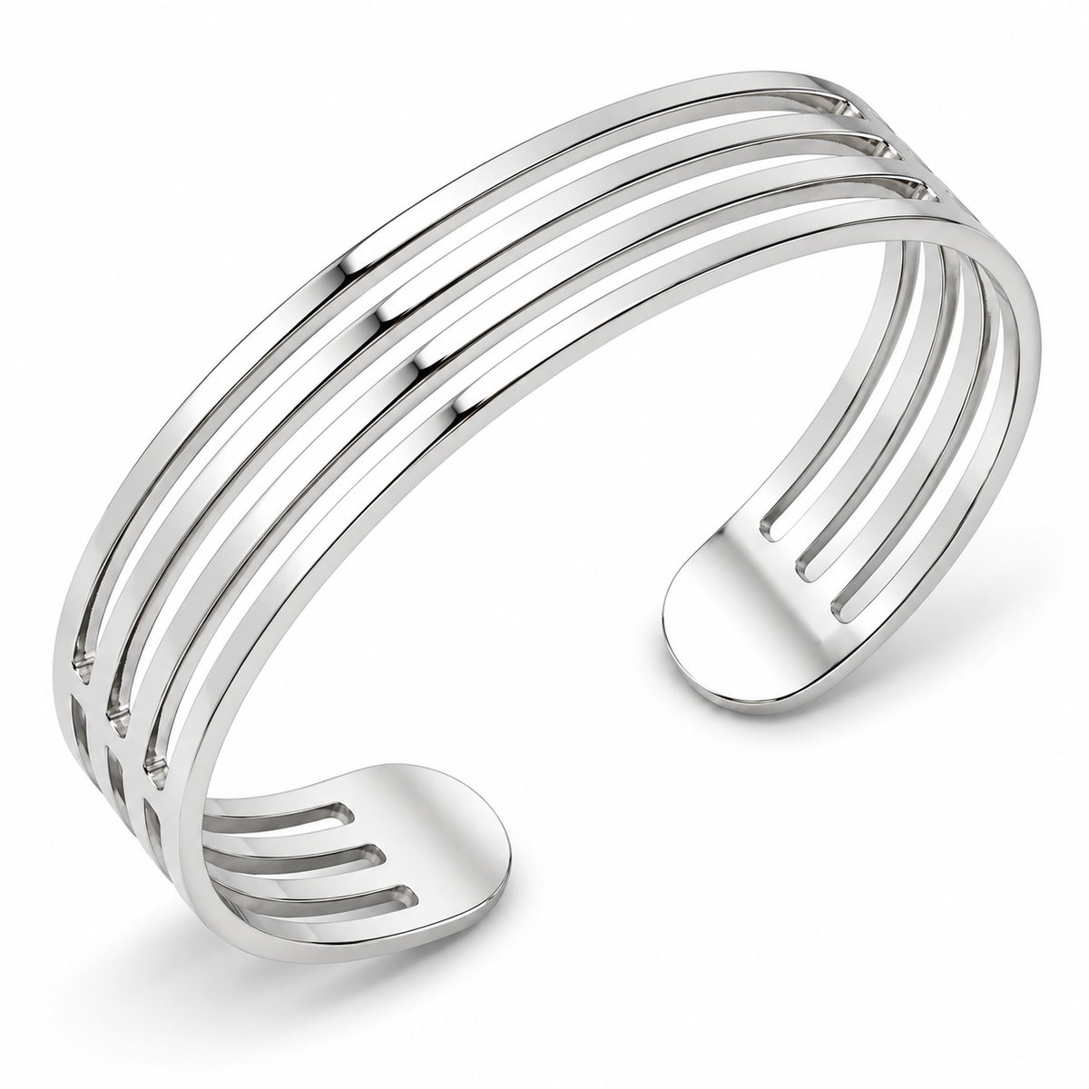 Eleganter Streifen Armreif 925er Sterling Silber Rhodiniert