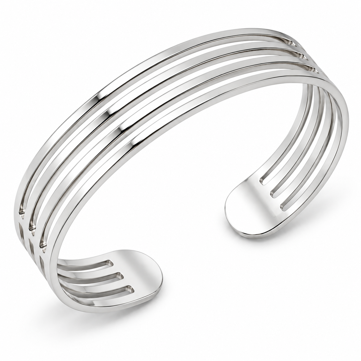Eleganter Streifen Armreif 925er Sterling Silber Rhodiniert