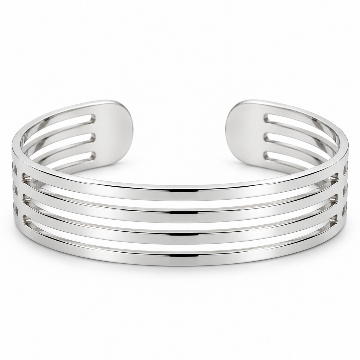 Eleganter Streifen Armreif 925er Sterling Silber Rhodiniert