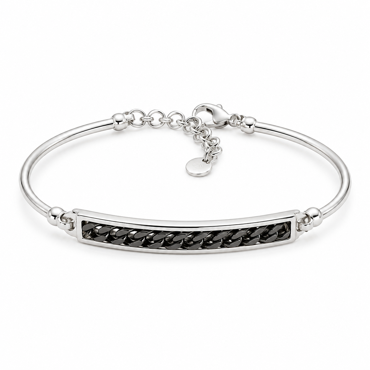 Panzer Design Armband 925er Sterling Silber Massiv Rhodiniert Verstellbar