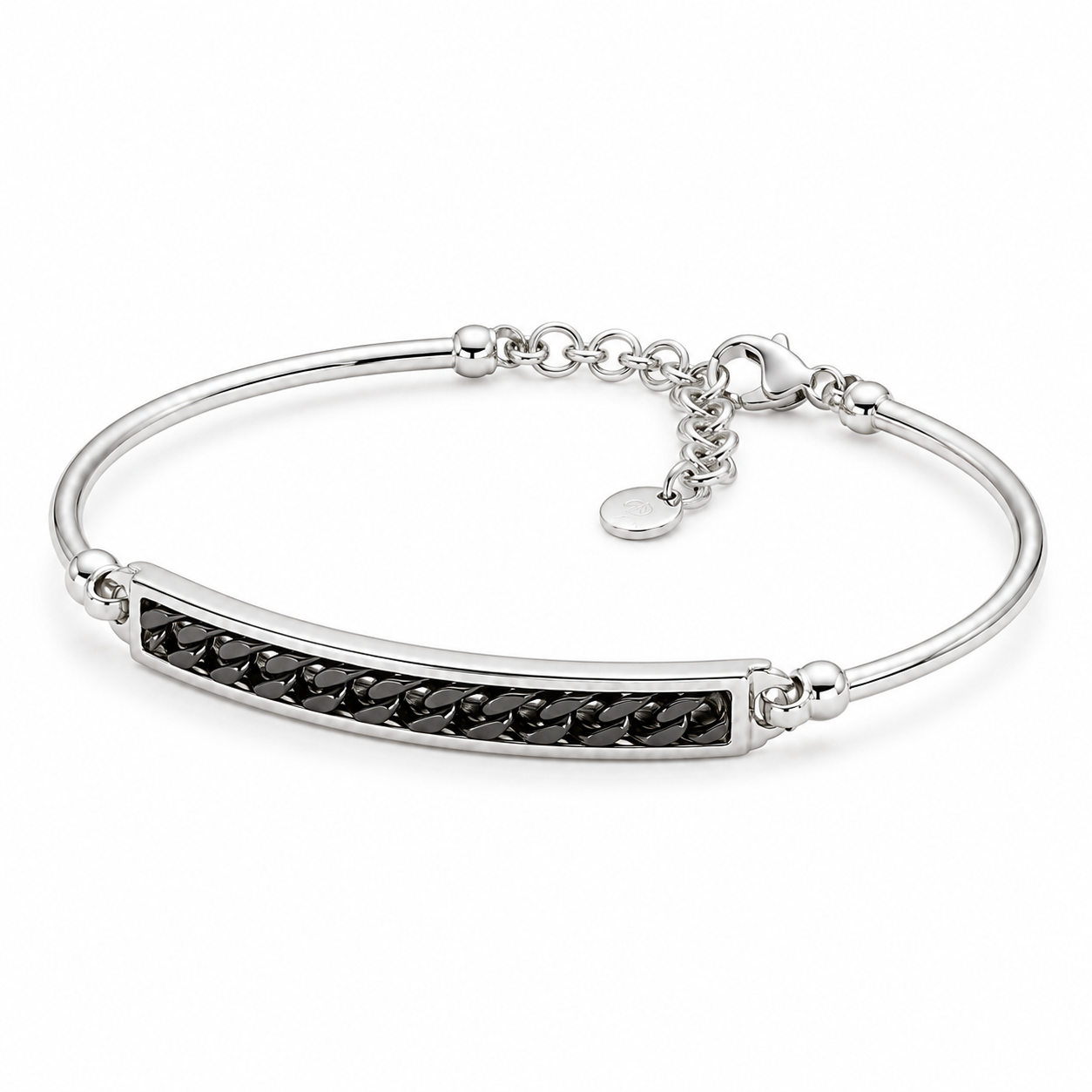 Panzer Design Armband 925er Sterling Silber Massiv Rhodiniert Verstellbar