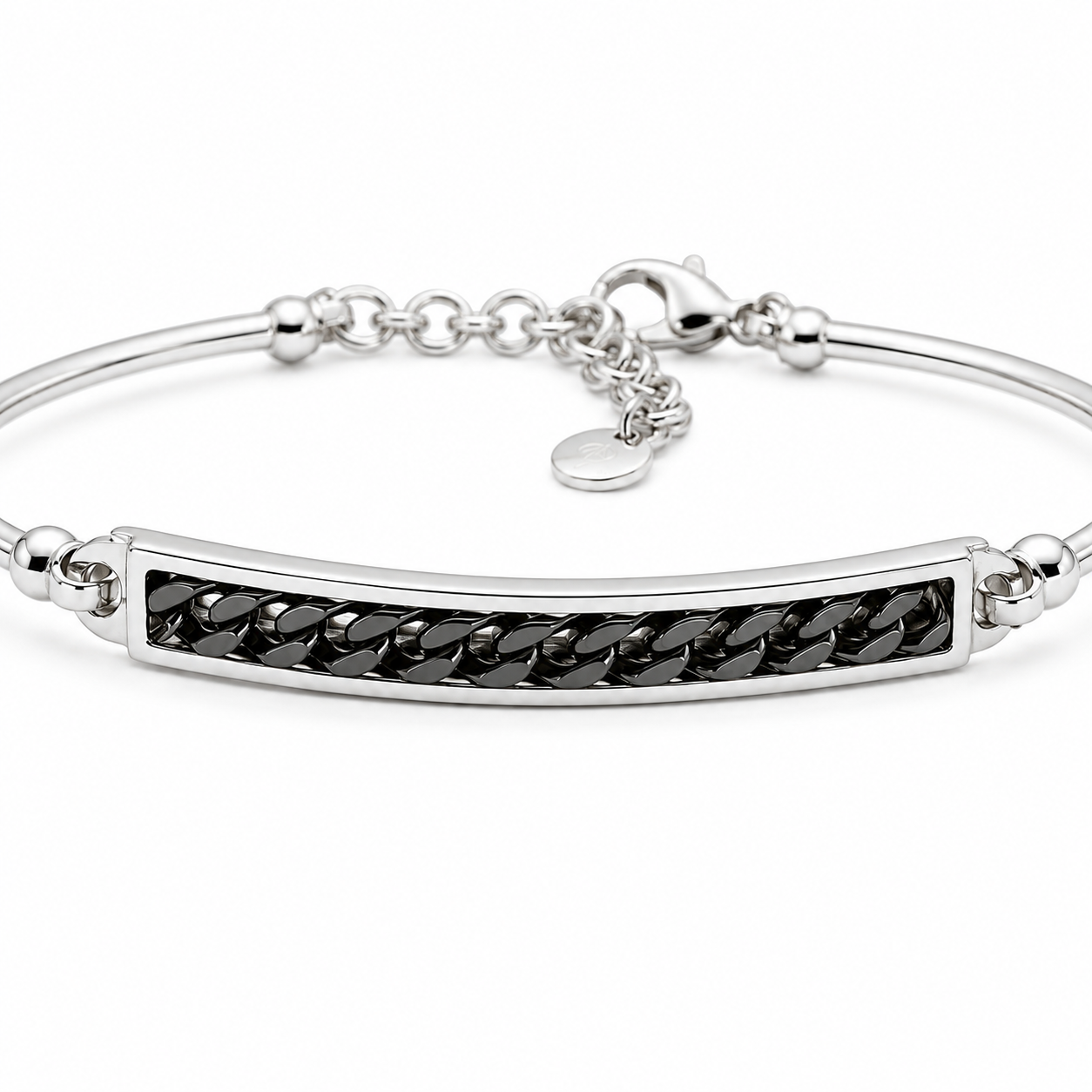 Panzer Design Armband 925er Sterling Silber Massiv Rhodiniert Verstellbar