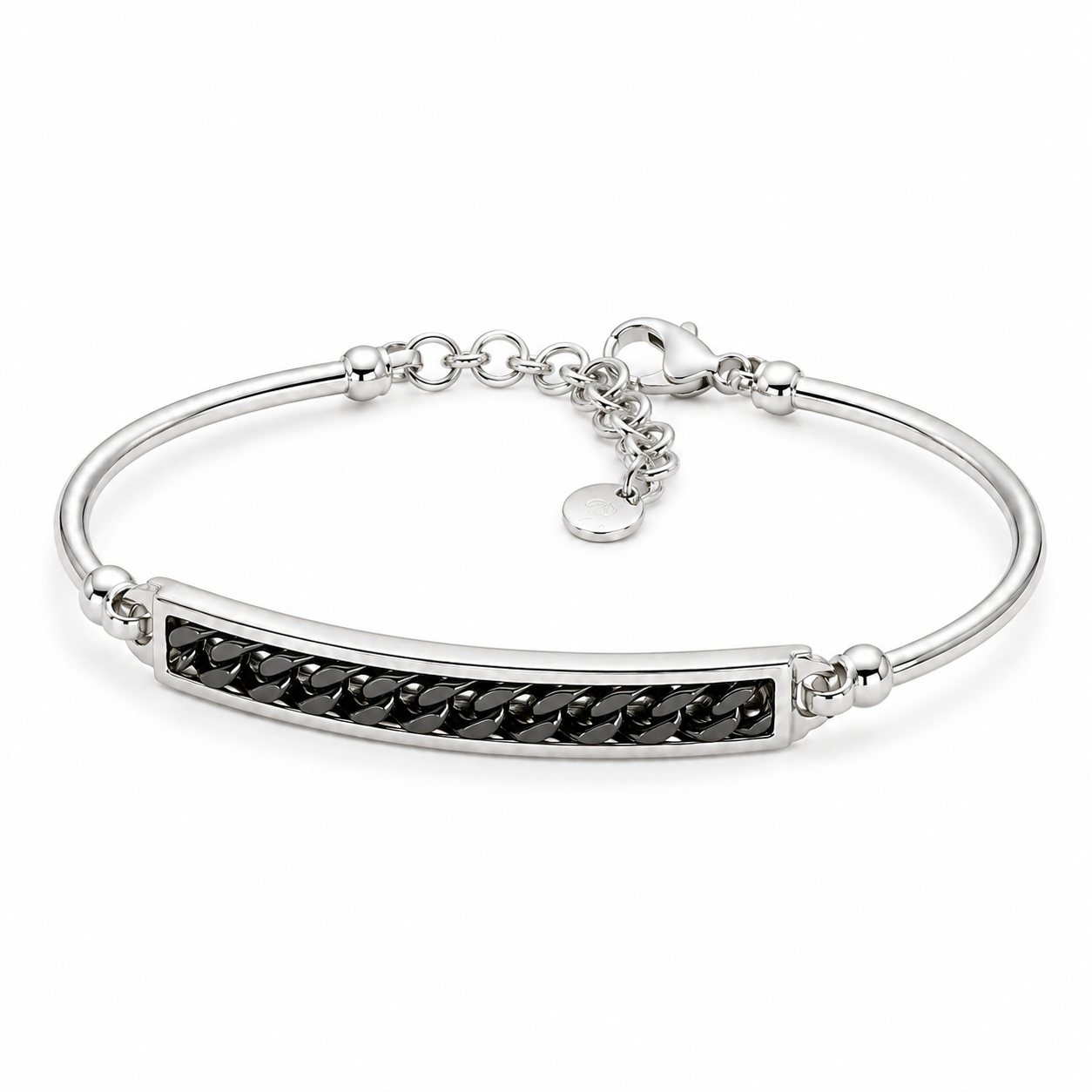 Panzer Design Armband 925er Sterling Silber Massiv Rhodiniert Verstellbar