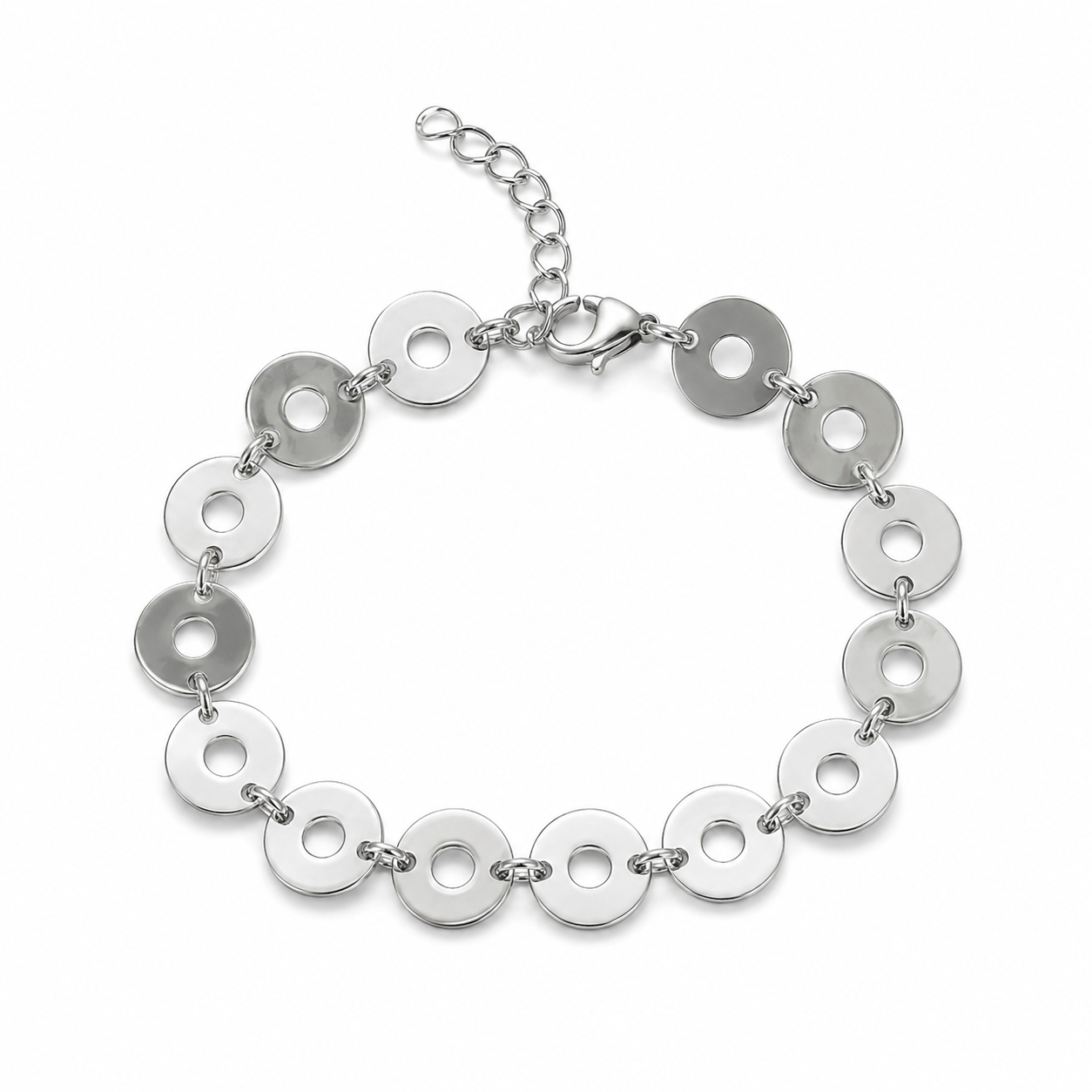 Flaches Scheiben Armband 925er Sterling Silber Verstelbar