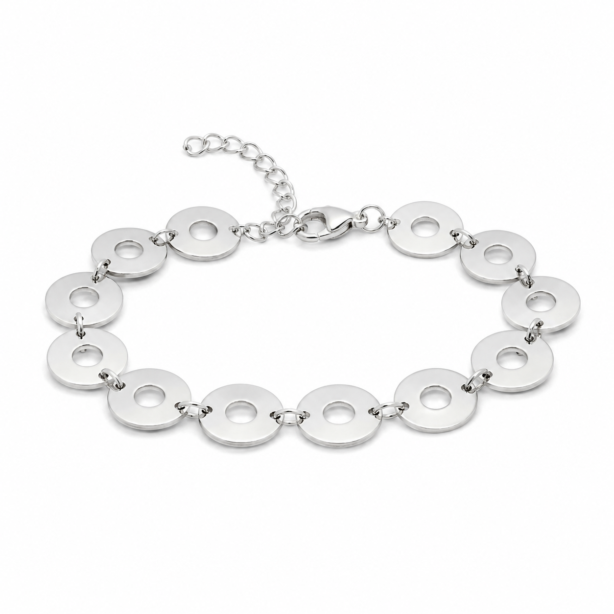 Flaches Scheiben Armband 925er Sterling Silber Verstelbar