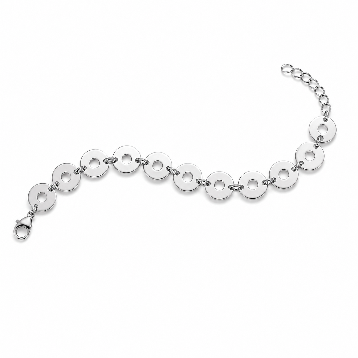 Flaches Scheiben Armband 925er Sterling Silber Verstelbar