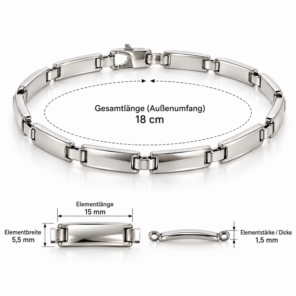 Klassisches Gliederarmband 925er Sterling Silber Rhodiniert
