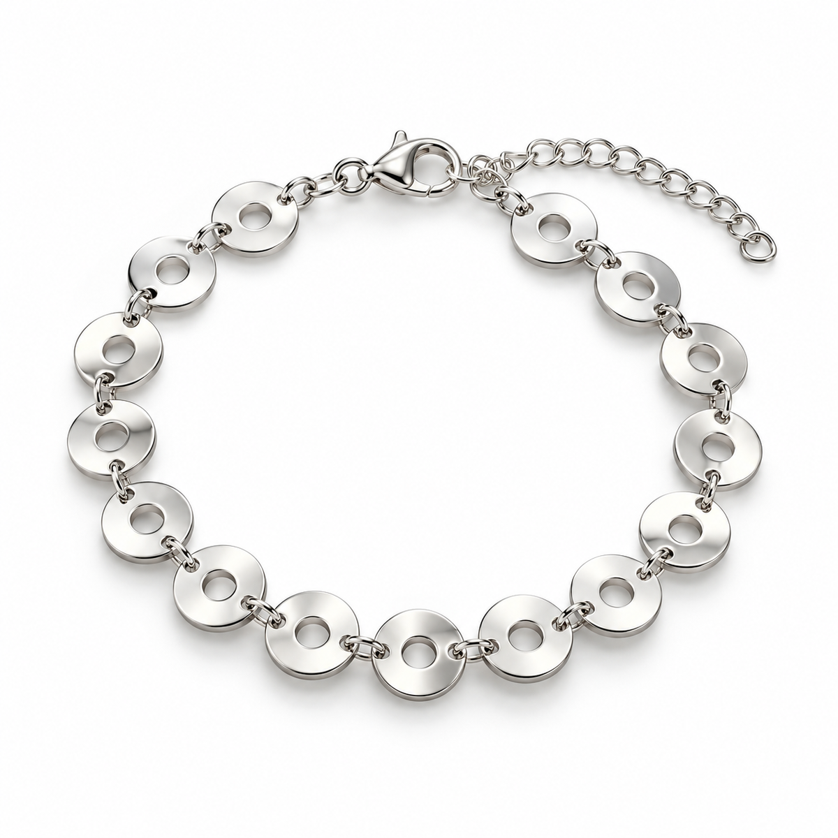 Luce Scheibenarmband 925er Sterling Silber Rhodiniert