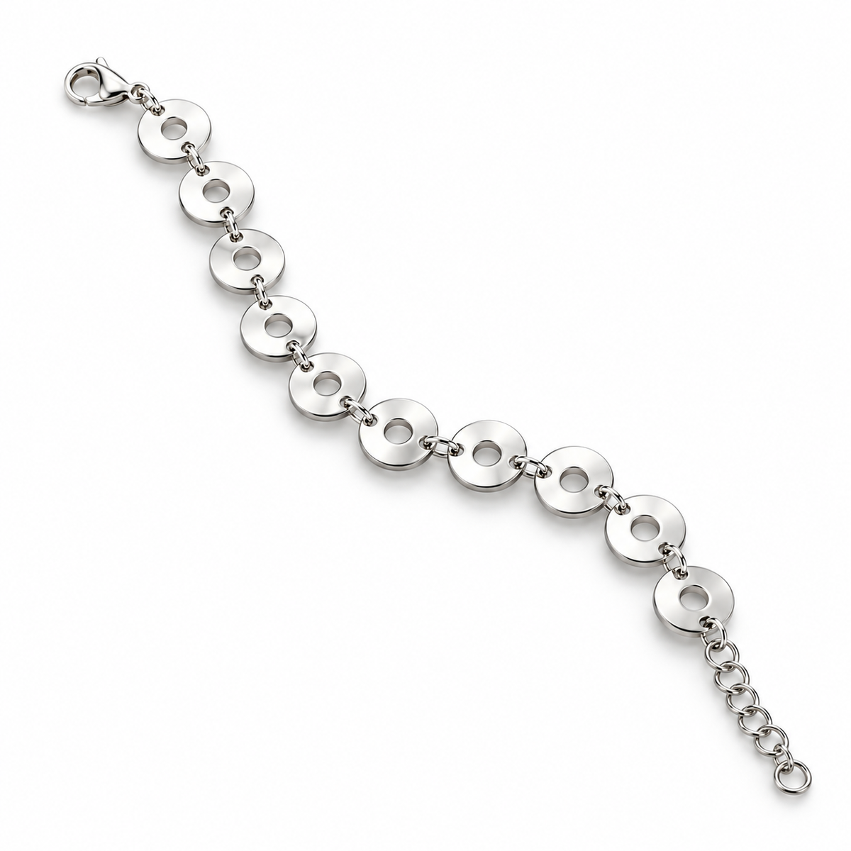 Luce Scheibenarmband 925er Sterling Silber Rhodiniert