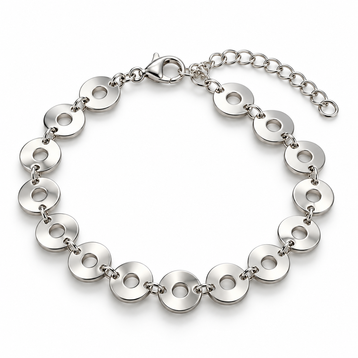 Luce Scheibenarmband 925er Sterling Silber Rhodiniert