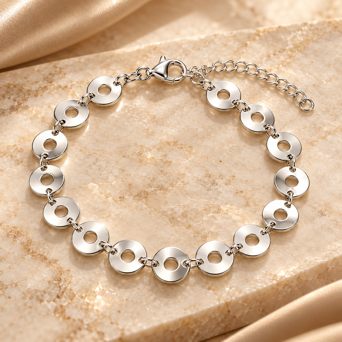 Luce Scheibenarmband 925er Sterling Silber Rhodiniert
