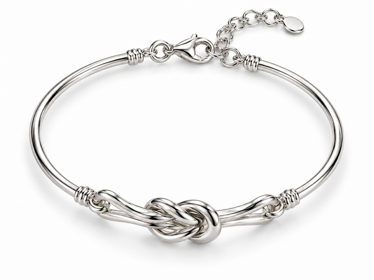Nexus Knotenarmreif 925er Sterling Silber Rhodiniert