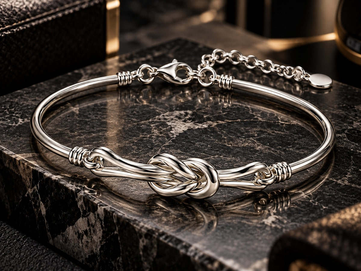 Nexus Knotenarmreif 925er Sterling Silber Rhodiniert