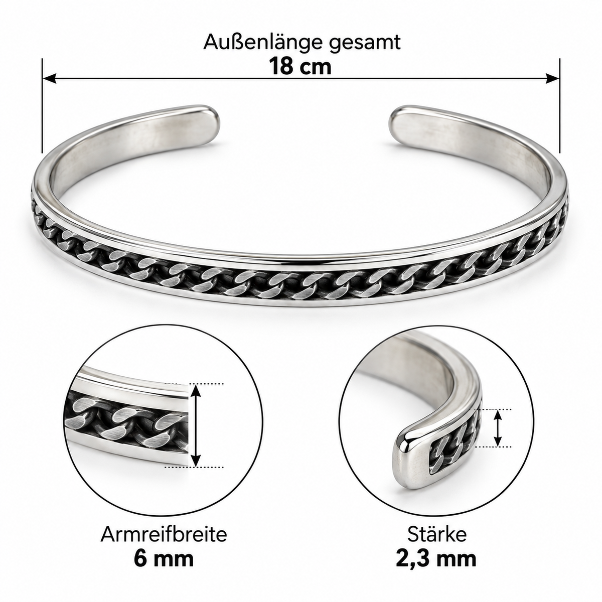 Armreif Panzerarmband Design 925er Sterling Silber
