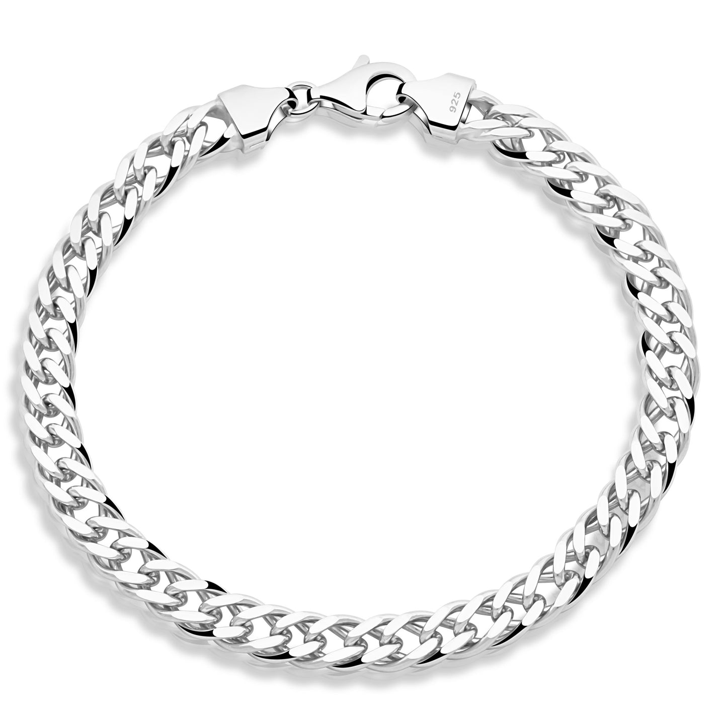 Doppelpanzerarmband 6 mm Rhodiniert 925er Sterling Silber Massiv