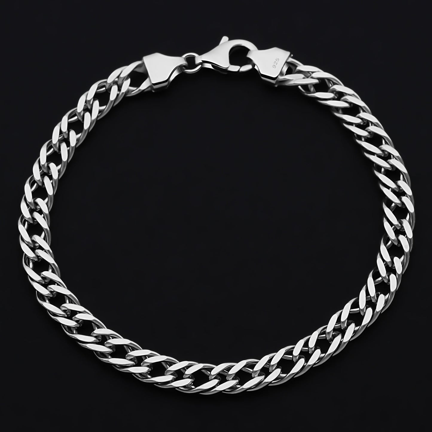 Doppelpanzerarmband 6 mm Rhodiniert 925er Sterling Silber Massiv