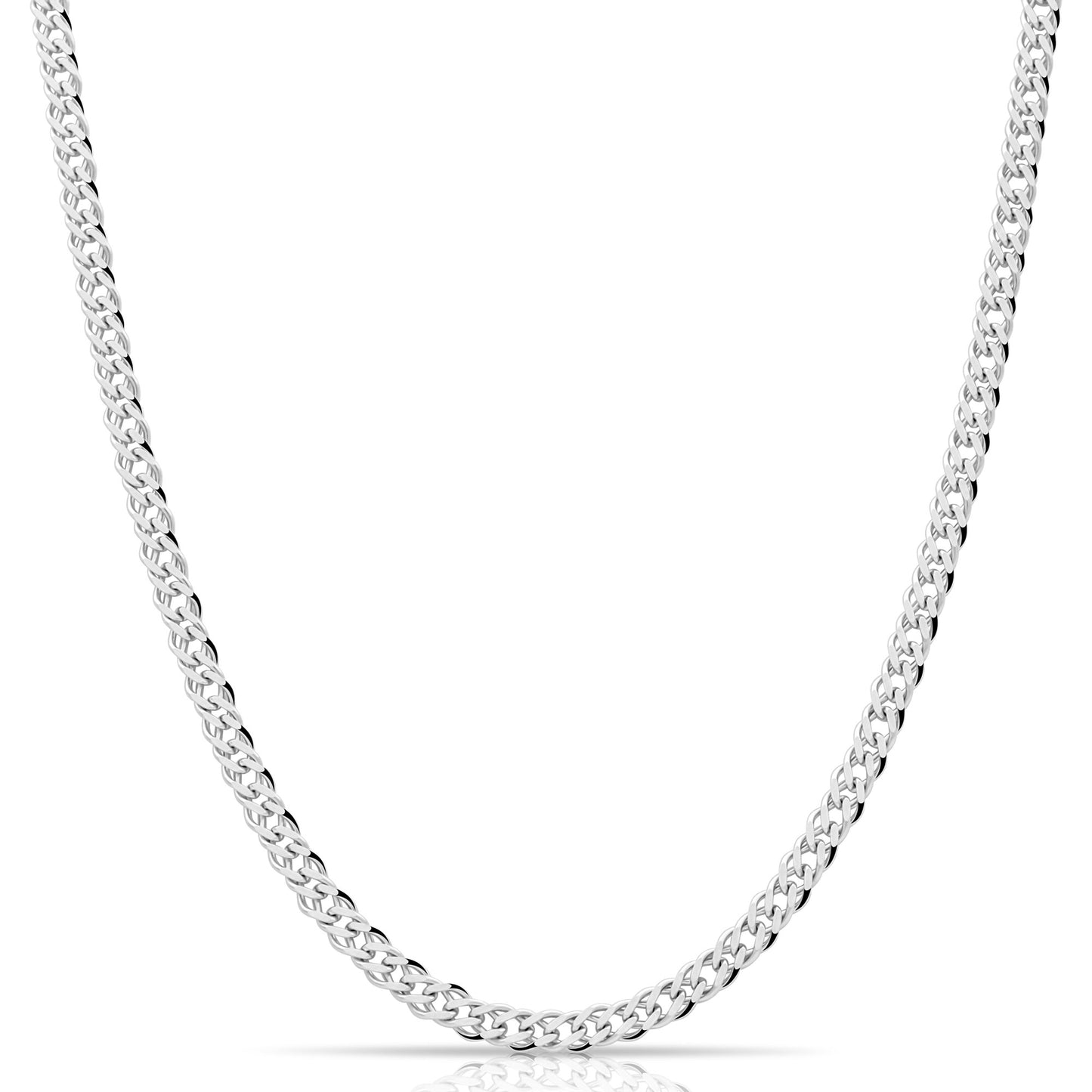 Doppelpanzerkette 4 mm Rhodiniert 925er Sterling Silber Massiv