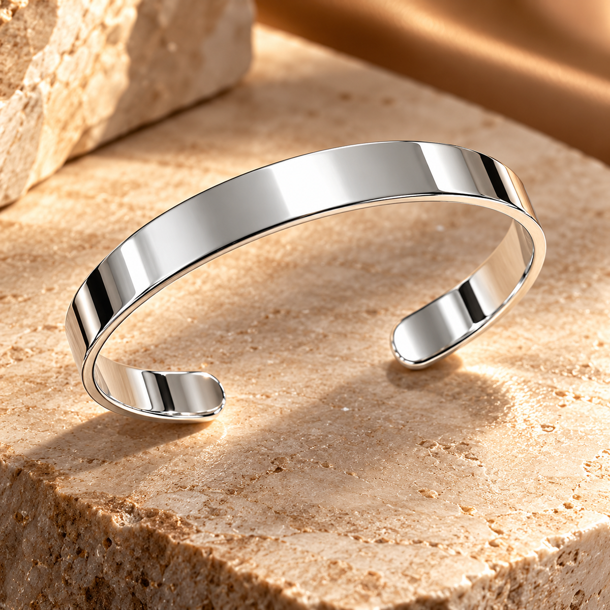Breiter Armreif PURE Massiv 925er Sterling Silber Hochglanzpoliert