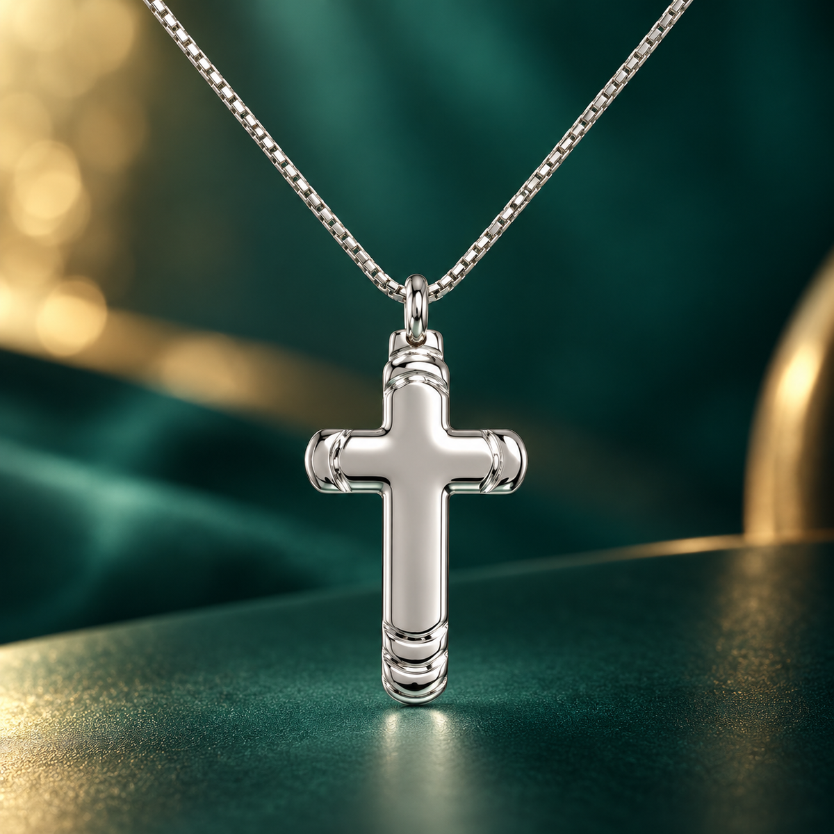 Kreuzanhänger DIVINO 925er Sterling Silber Massiv Rhodiniert Hochglanzpoliert
