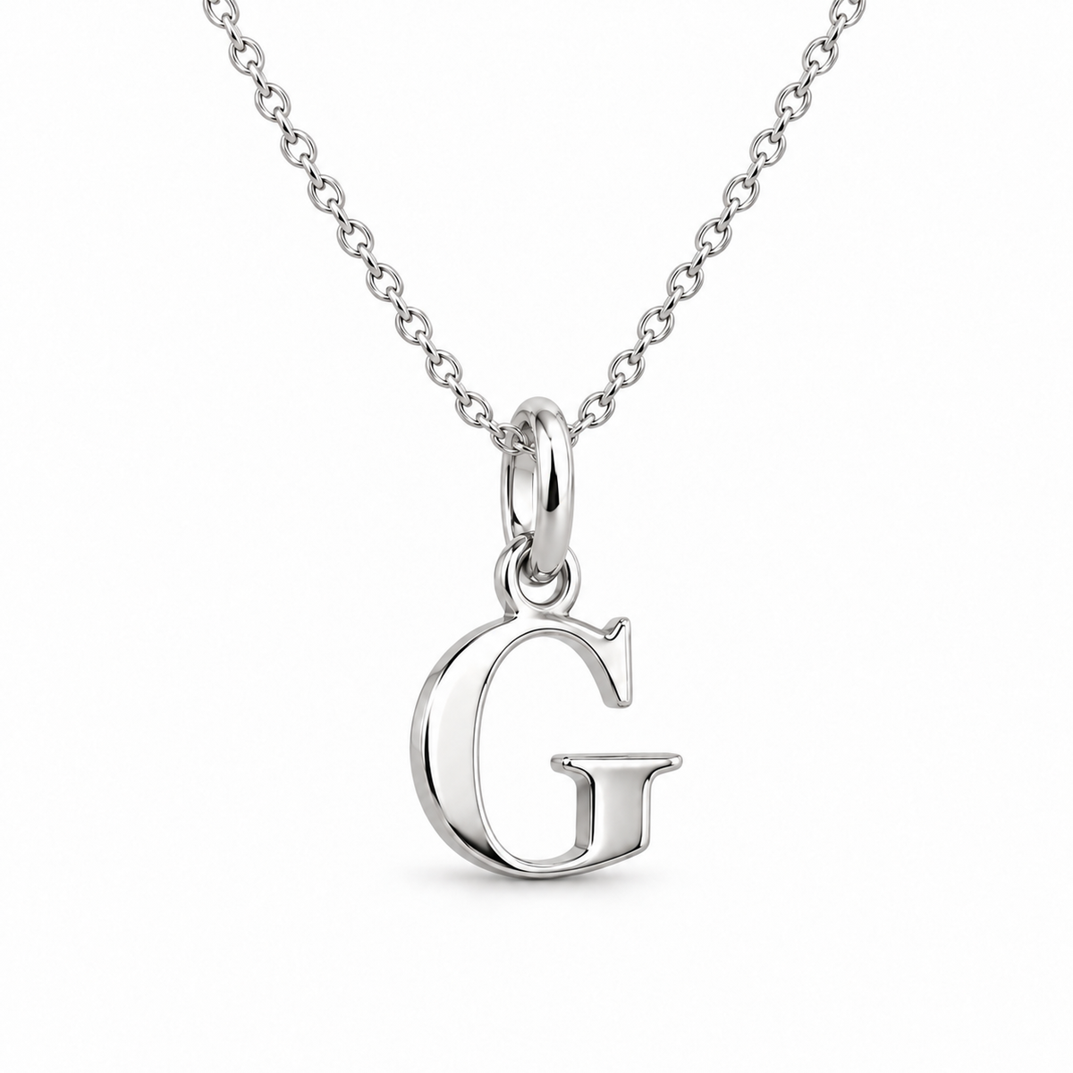 Buchstaben Anhänger G mit Kette Schlicht Echtes 925er Silber Rhodiniert