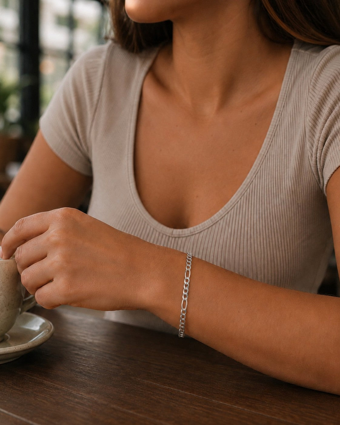 Figaroarmband 3,5 mm 925er Sterling Silber Massiv