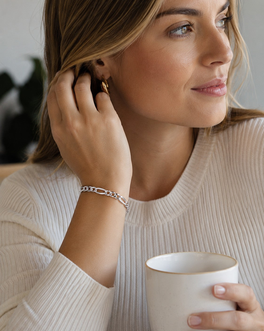 Figaroarmband 6 mm 925er Sterling Silber Massiv