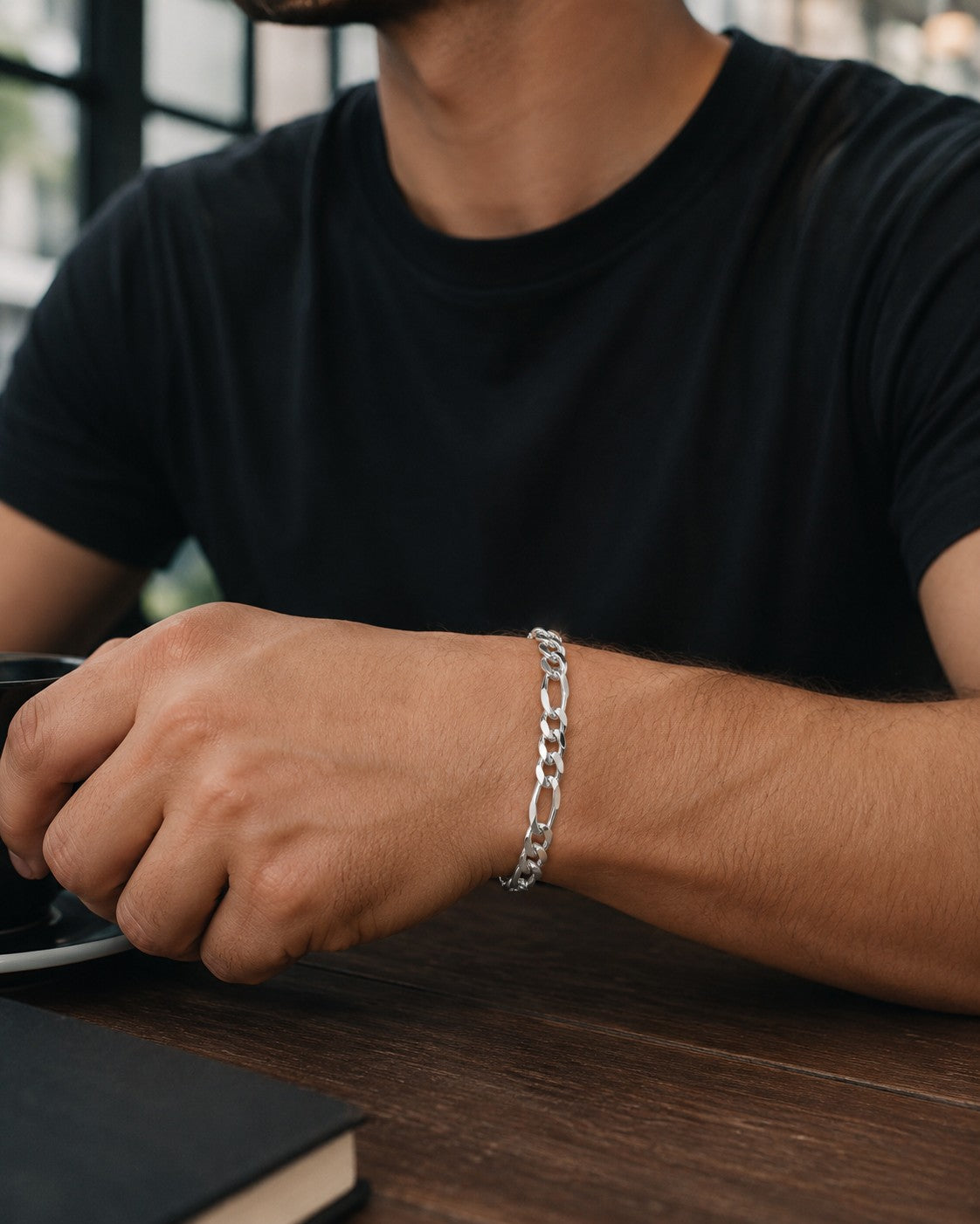 Figaroarmband 7 mm 925er Sterling Silber Massiv