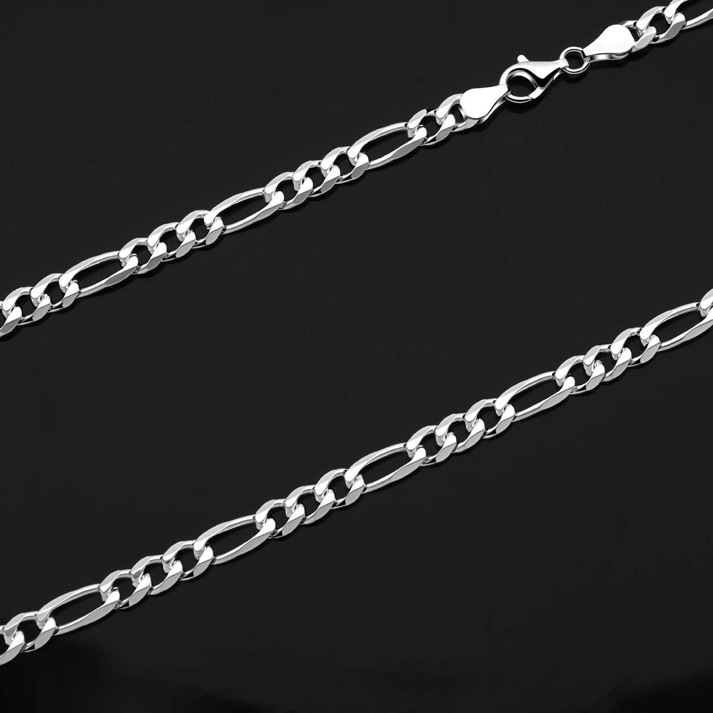 Figarokette 6 mm 925er Sterling Silber Massiv